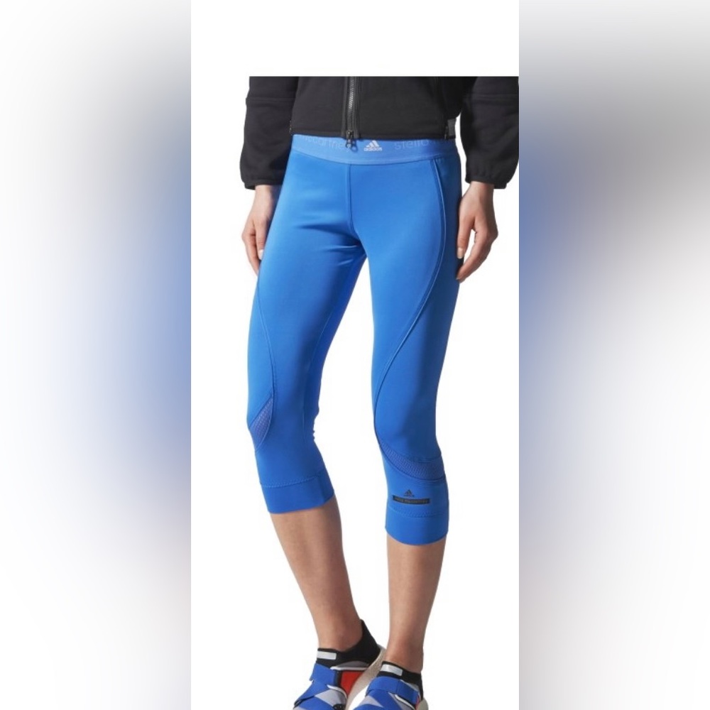 NWT Stella McCartney adidas crop capris leggings blue size L